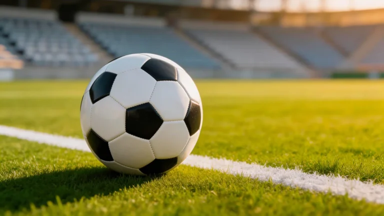 Fußball auf grünem Rasen mit strategischen Analyselinien - symbolisiert datenbasierte Wettstrategien