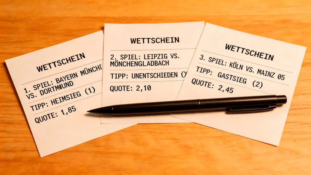Mehrere verbundene Wettscheine mit multiplizierten Quoten