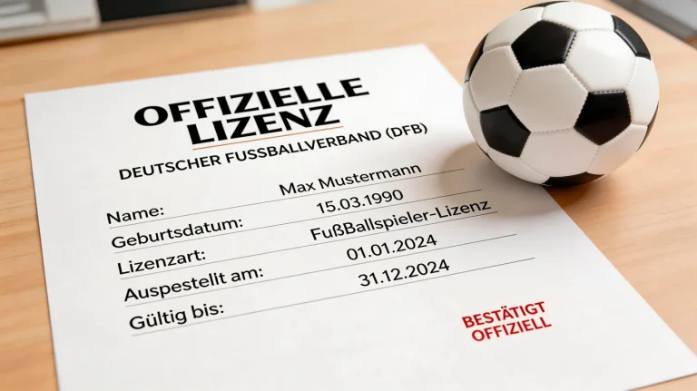 Deutsches Lizenz-Siegel mit Haekchen auf weissem Hintergrund