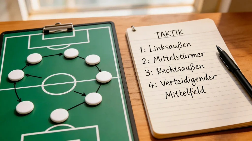 Mathematische Poisson-Verteilung auf Tafel mit Fußball-Statistiken
