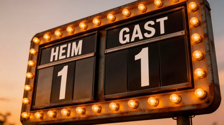 Anzeigetafel mit 1:1 Spielstand im Fußballstadion